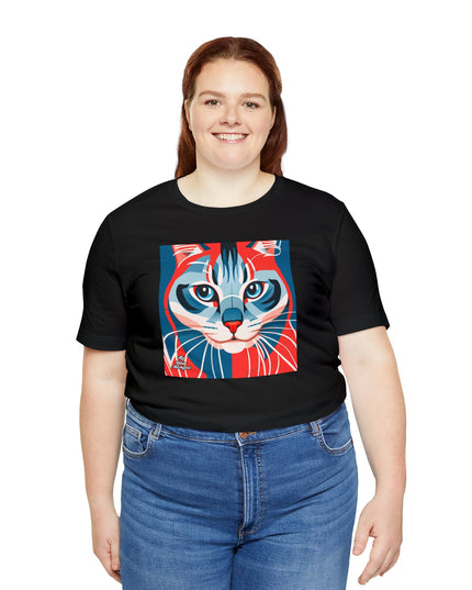 Red White and Blue Cat, Soft 100% Jersey Cotton T-Shirt, Unisex, Short Sleeve, Retail Fit