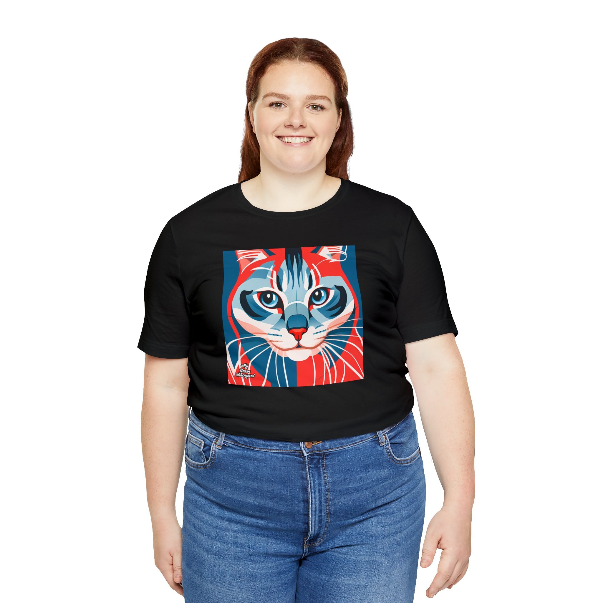 Red White and Blue Cat, Soft 100% Jersey Cotton T-Shirt, Unisex, Short Sleeve, Retail Fit