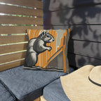 Art Deco Squirrel, Black accent color, Throw Pillow, Indoor/Outdoor Decor for Home or Office