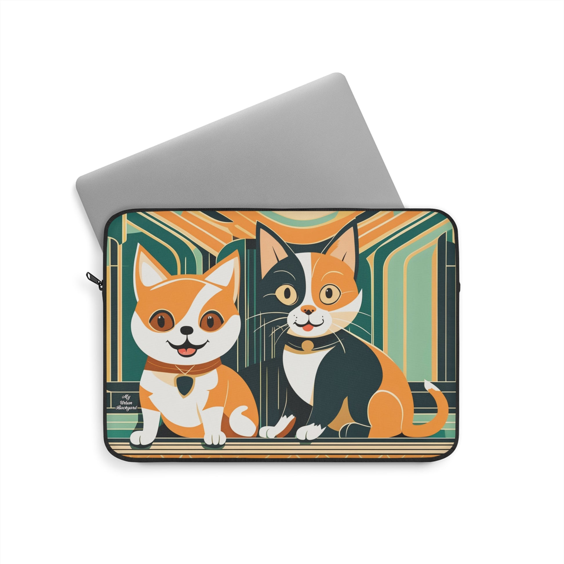 Two Kitties, Soft Laptop Sleeve, Pet Lover Gift, Stylish Tech Accessory, Colorful Cat Art, Cat Themed Laptop Case, Gift for Cat Moms, 3 Sizes