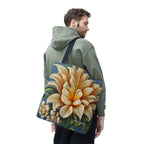 Large White Flower Tote Bag with Cotton Handles For Everyday Use, 3 Sizes