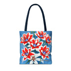 Bouquet of Red White and Blue Flowers Tote Bag with Cotton Handles For Everyday Use, 3 Sizes