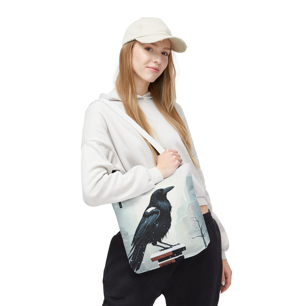 Winter Crow Tote Bag with Cotton Handles For Everyday Use, 3 Sizes