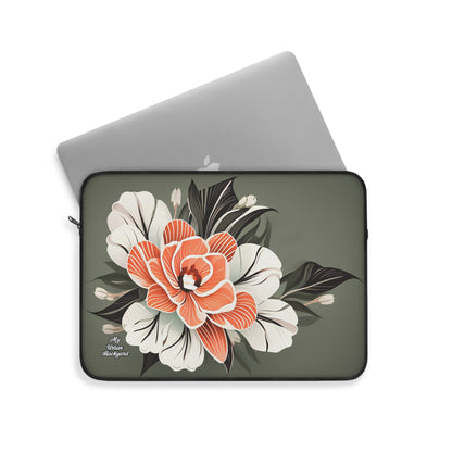 Laptop Carrying Case, Top Loading Sleeve for School or Work - White and Peach Flower