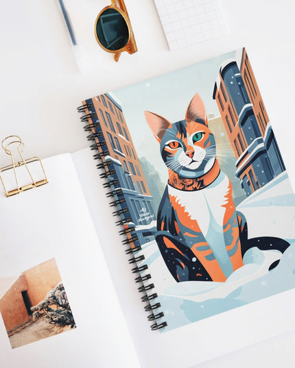 Claws Pawson, Cat Spiral Notebook Writing Journal - 118 Ruled Pages