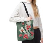 White and Red Wildflowers Tote Bag with Cotton Handles For Everyday Use, 3 Sizes