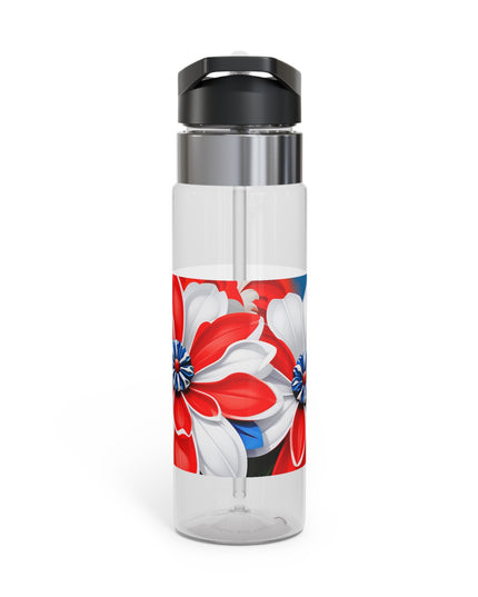 Red White & Blue Flowers, 20oz Sport Water Bottle, BPA-Free, Tritan™ plastic