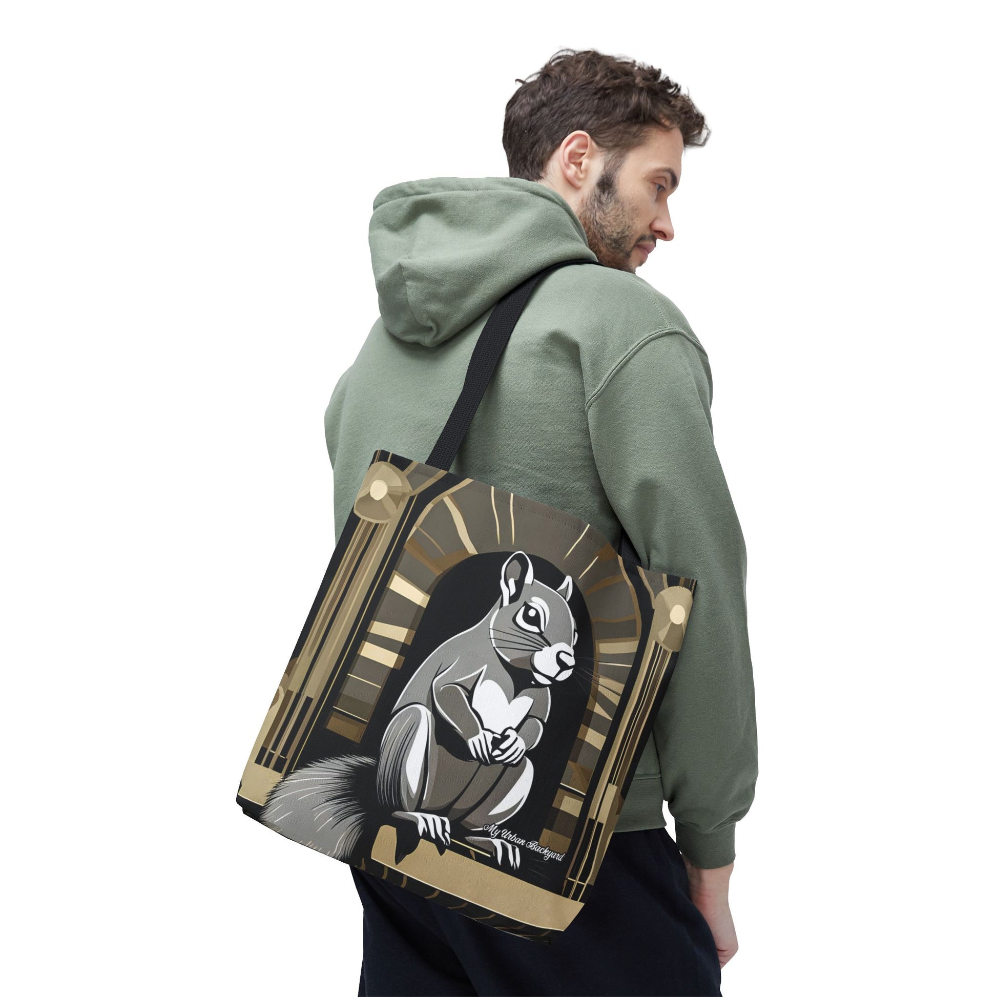 Art Deco Squirrel, Tote Bag with Cotton Handles For Everyday Use, 3 Sizes