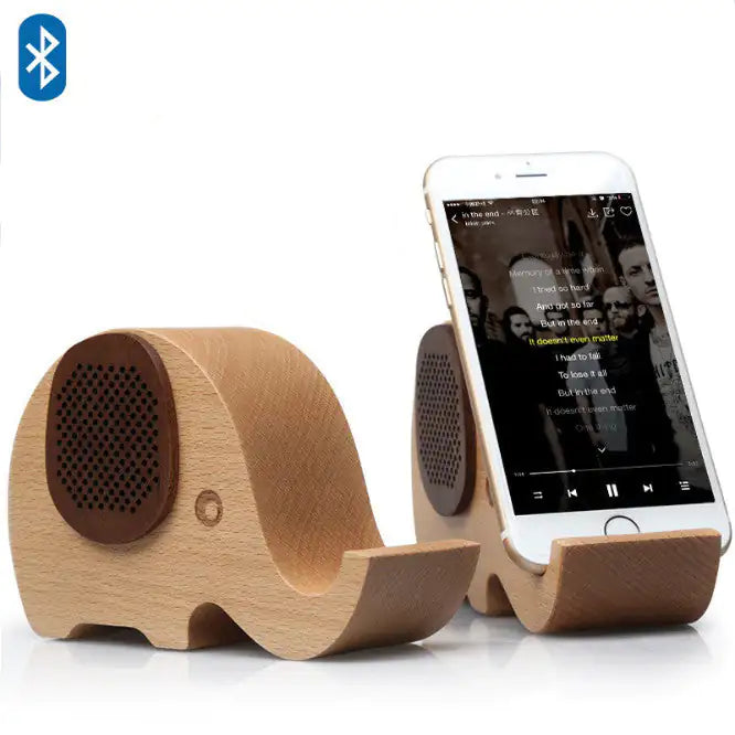 2-IN-1 Bluetooth Speaker And Wood Cell Phone Stand