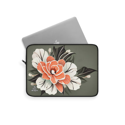 Laptop Carrying Case, Top Loading Sleeve for School or Work - White and Peach Flower