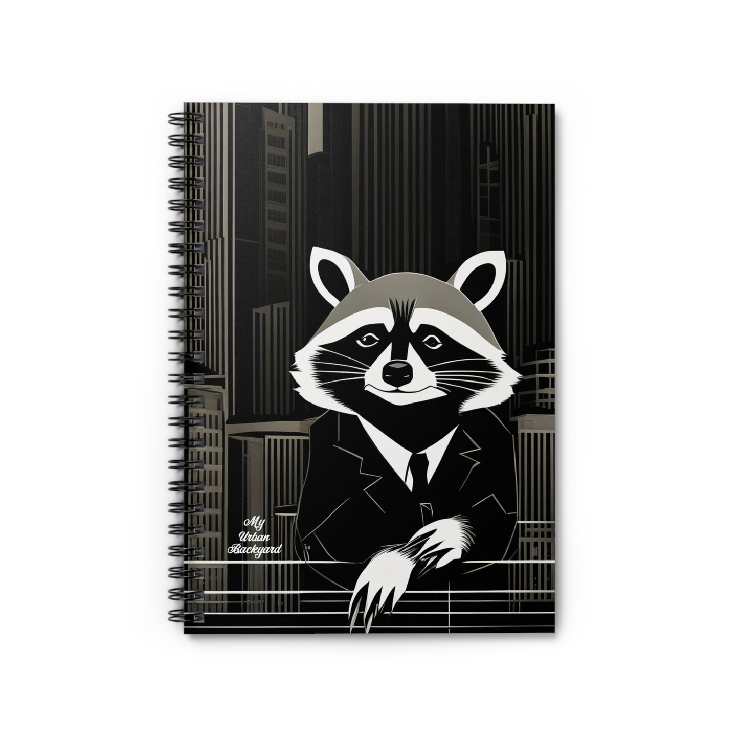 Oliver Nighteyes, Raccoon Spiral Notebook Writing Journal - 118 Ruled Pages