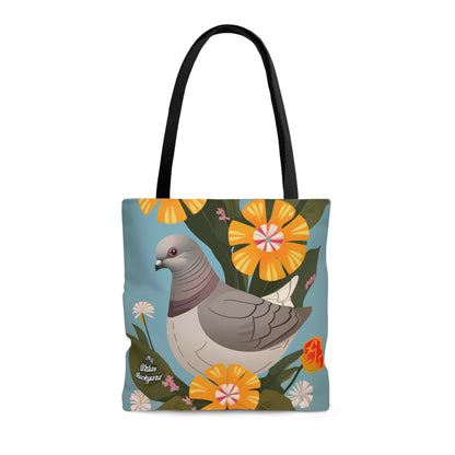 Pigeon and Yellow Flowers, Tote Bag for Everyday Use - Durable and Functional