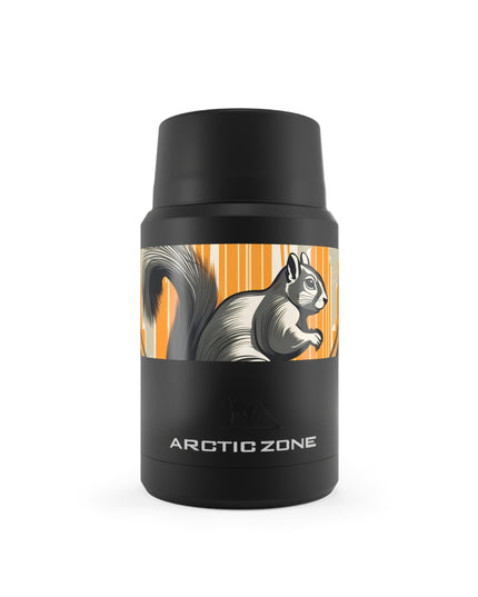 Art Deco Squirrel, Reusable Insulated Food Storage Container with Spoon – 16.9oz