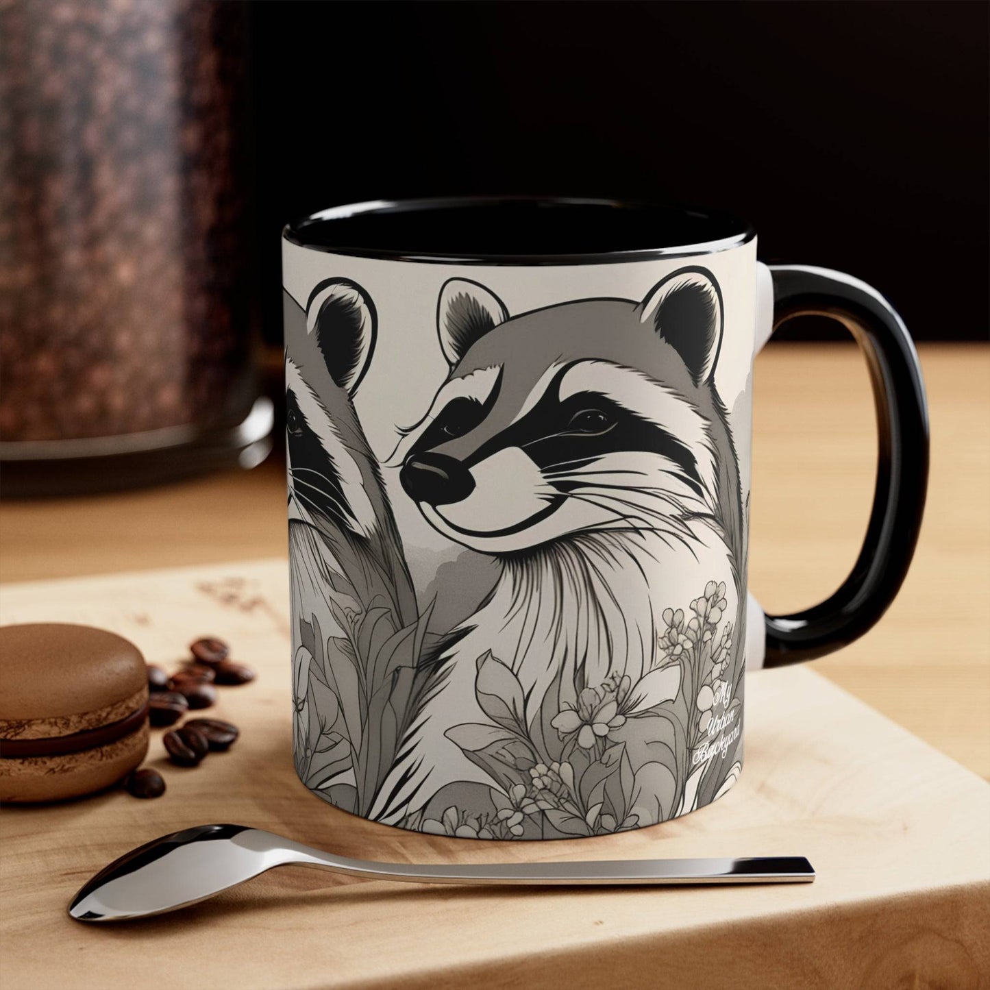 Ceramic Mug for Coffee, Tea, Hot Cocoa. Home/Office, Three Raccoons