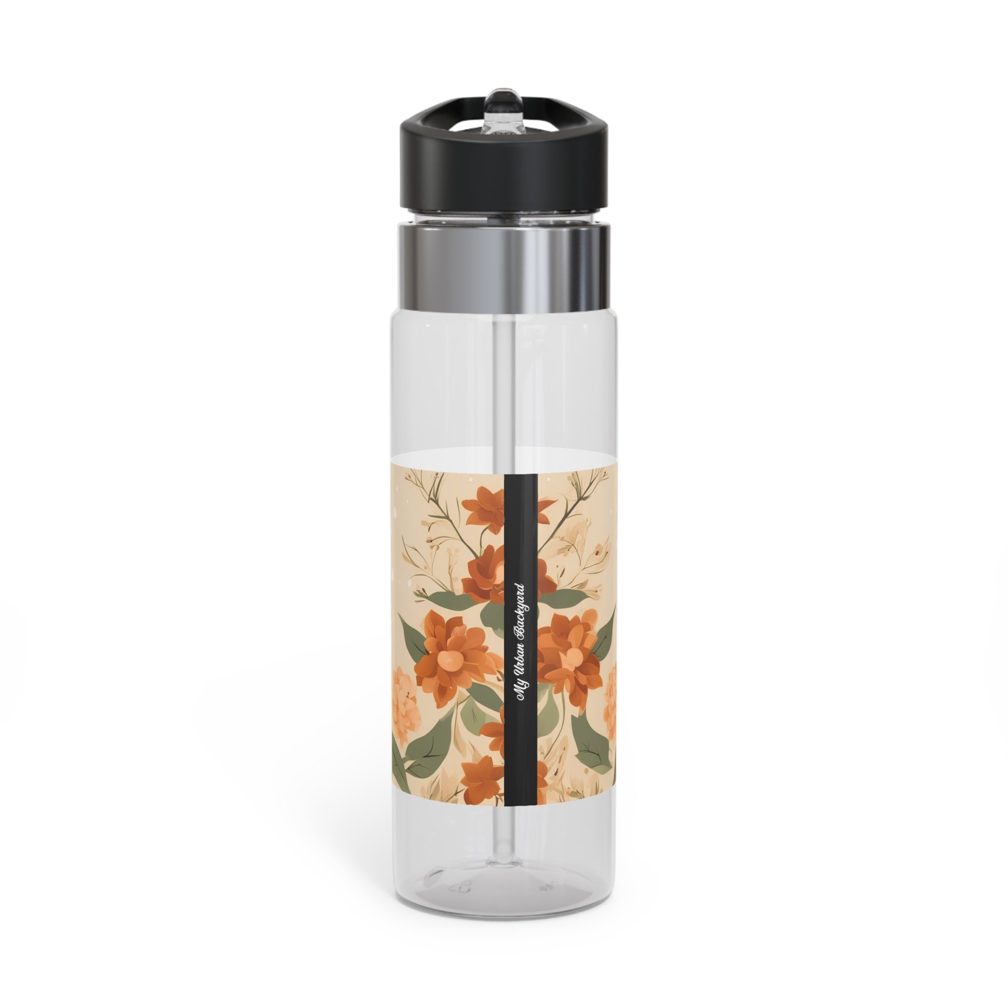Brown Bear with Flowers, 20oz Sport Water Bottle, BPA-Free, Tritan™ plastic