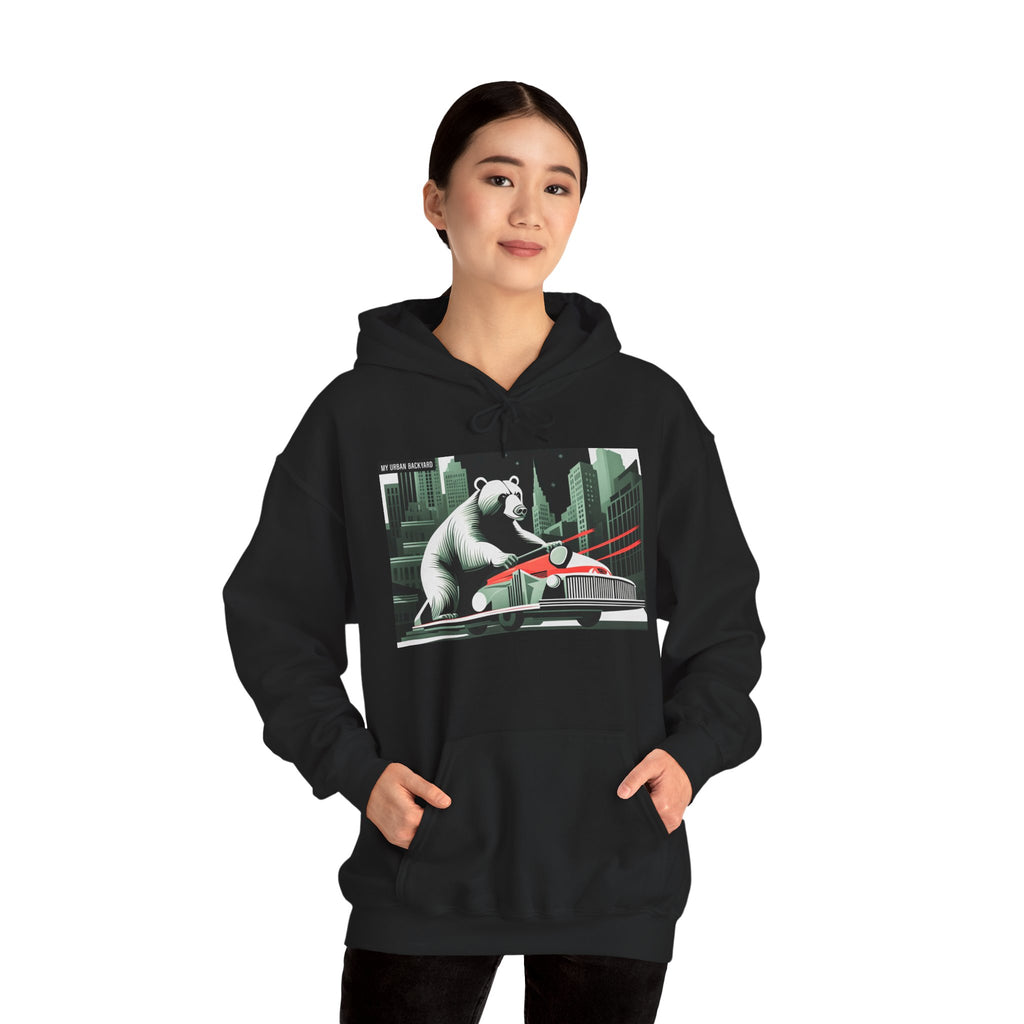 Bear in the City Graphic Hoodie, Cozy Sweatshirt for Animal Lovers, Perfect Gift for Birthdays, Holidays, and Everyday Wear