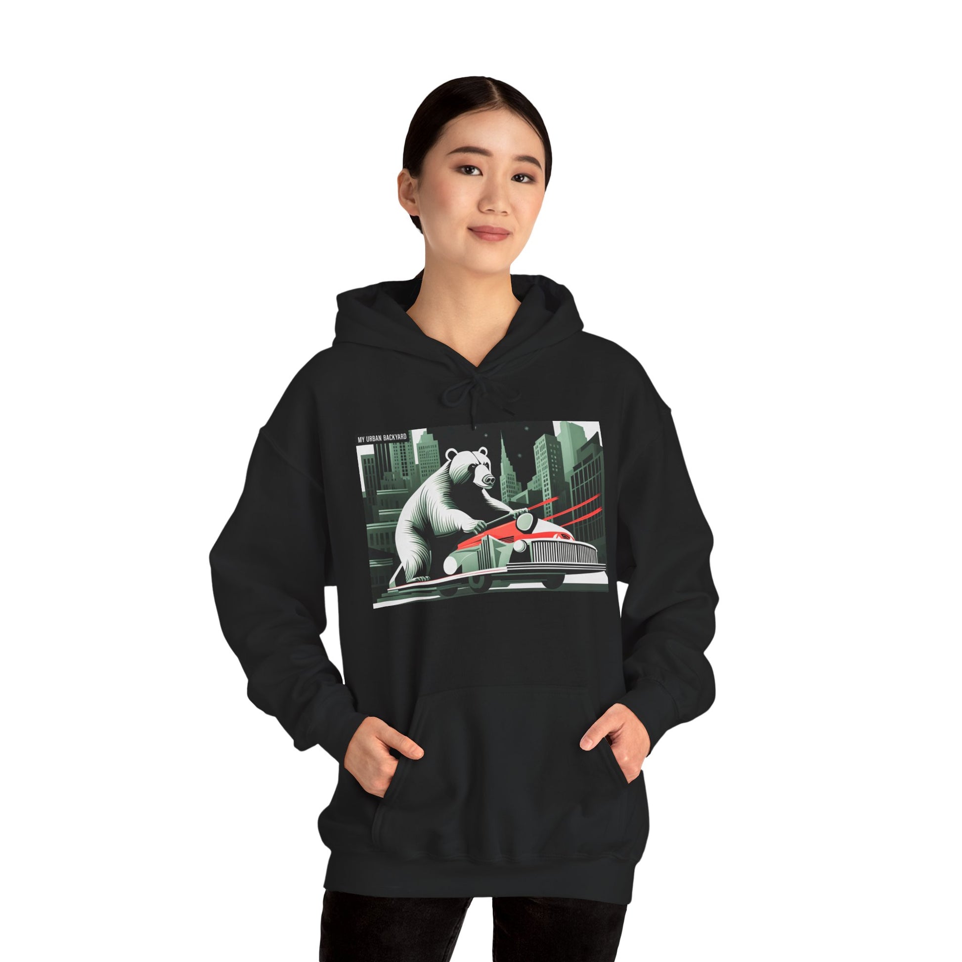 Bear in the City Graphic Hoodie, Cozy Sweatshirt for Animal Lovers, Perfect Gift for Birthdays, Holidays, and Everyday Wear