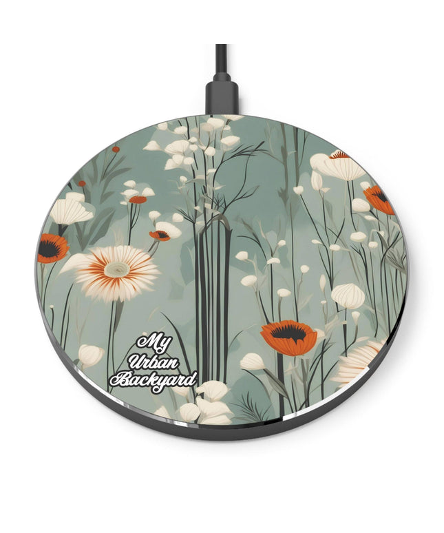 Cell Phone Wireless Charger, iPhone and Android, Winter Wildflowers