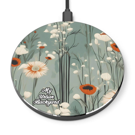 Cell Phone Wireless Charger, iPhone and Android, Winter Wildflowers