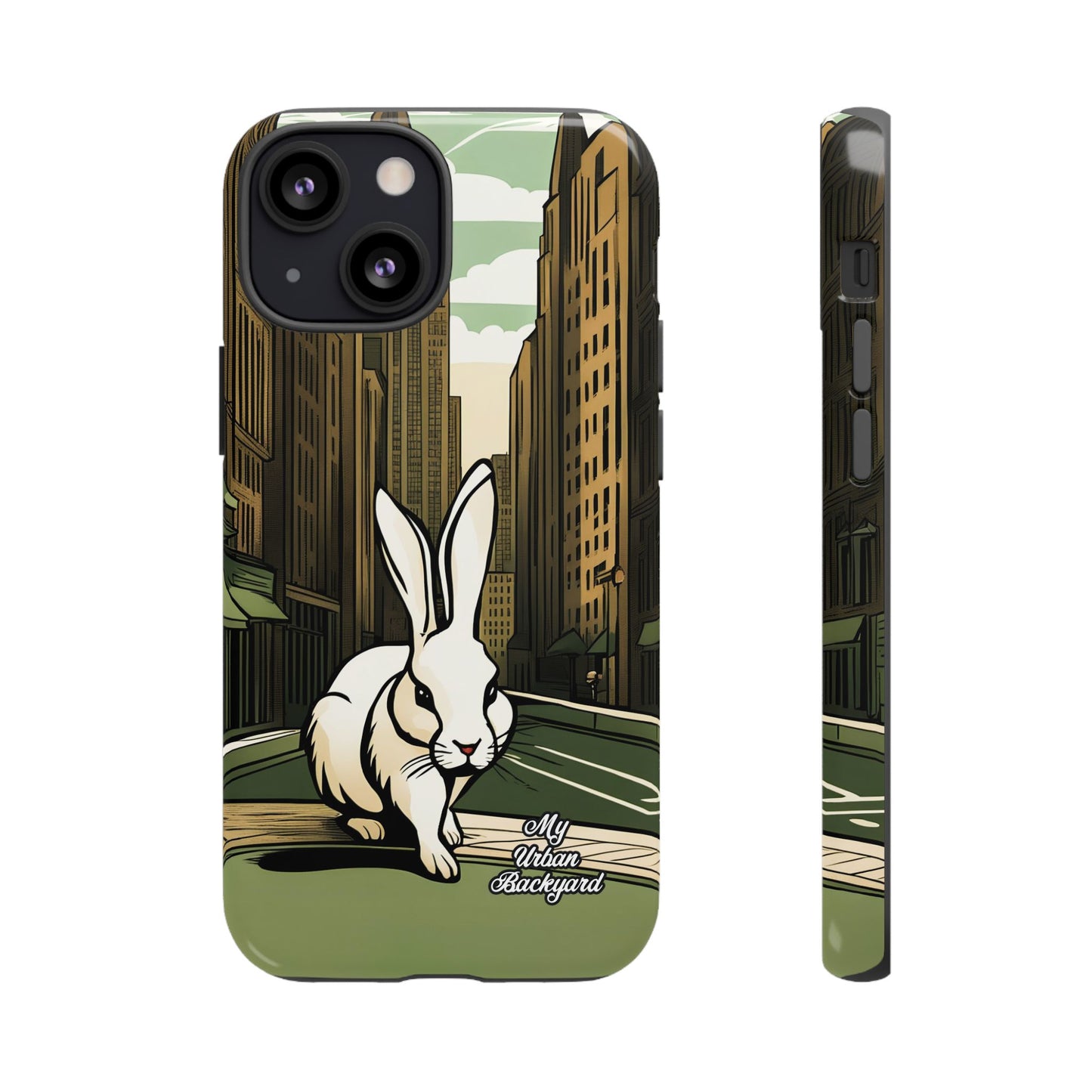 White Rabbit on a City Street, Cell Phone Case - Apple, Samsung, or Google Pixel