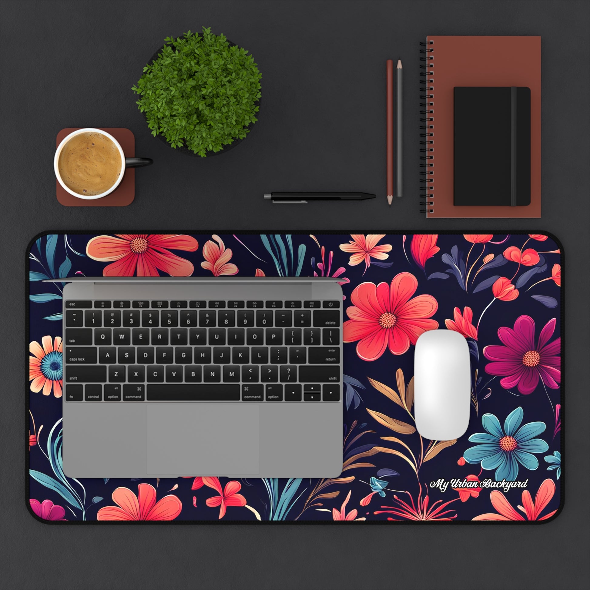 Night Blooming Wildflowers Desk Mat - Vibrant Desk Accessories, Office Decor, Gift for Her, Home Office Mat, 3 Sizes