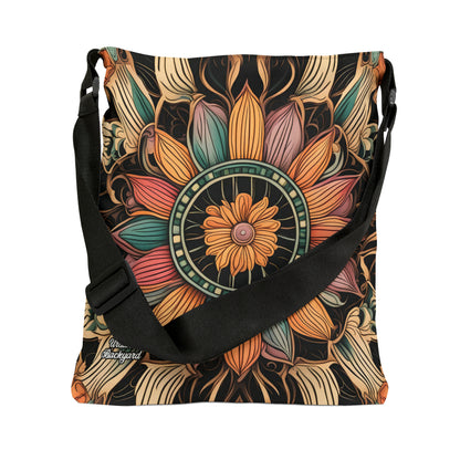 Art Deco Flowers, Tote Bag with Adjustable Strap - Trendy and Versatile
