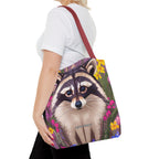 Raccoon and Flowers Tote Bag with Cotton Handles For Everyday Use, 3 Sizes