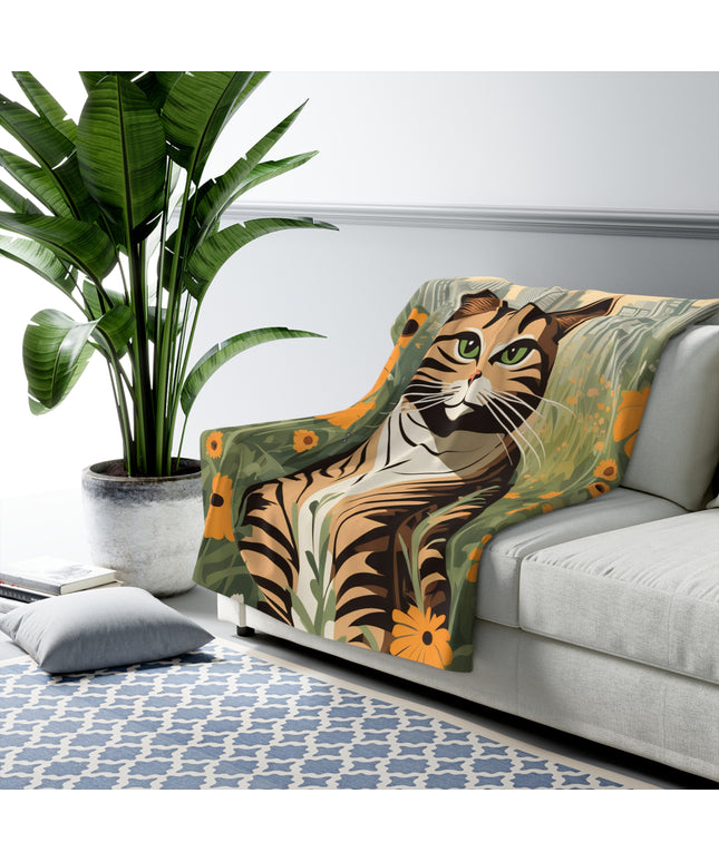 Finn Purrington, Cat Sherpa Fleece Blanket for Cozy Warmth, 50"x60"