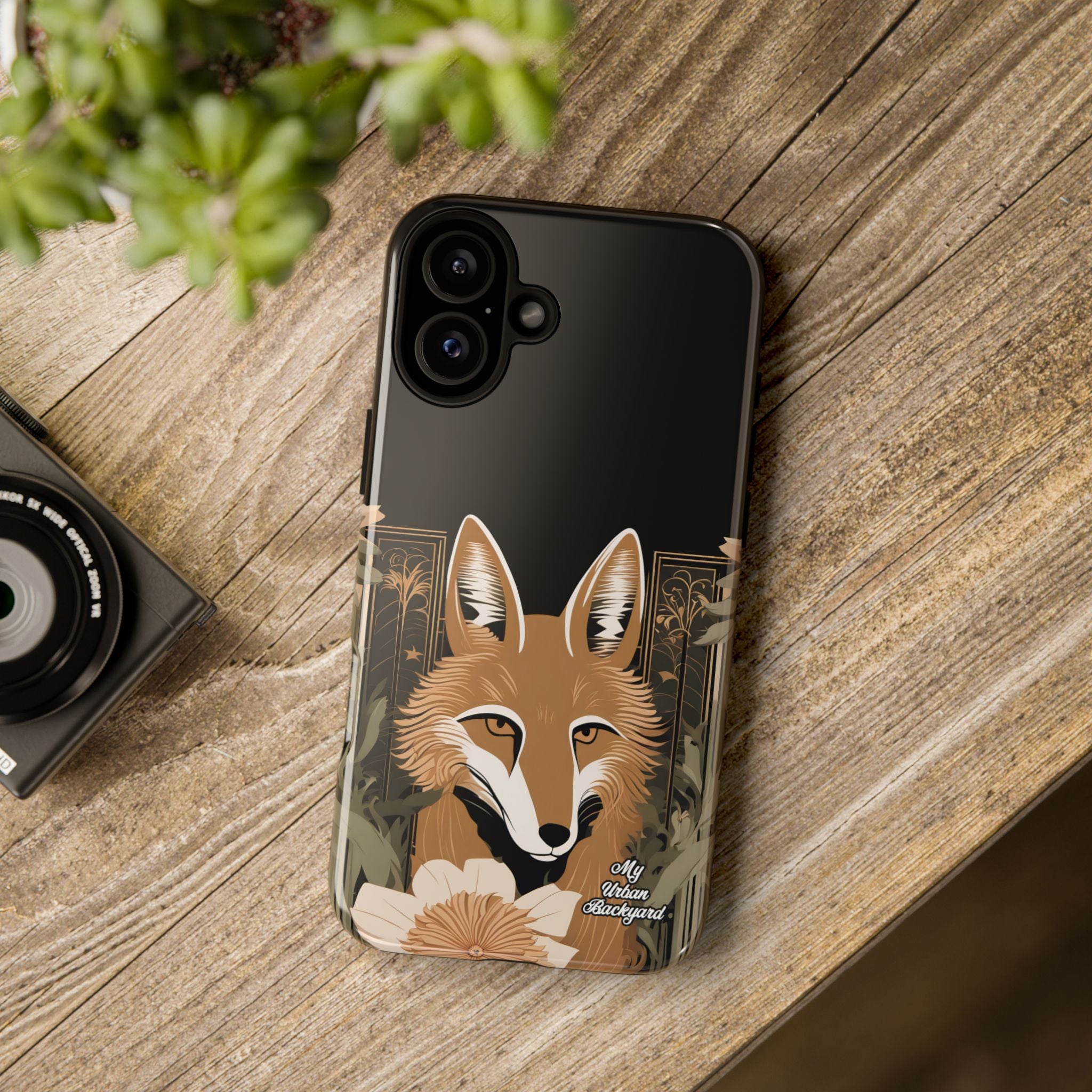 Art Deco Coyote with Flower, Cell Phone Case - Apple, Samsung, Google Pixel