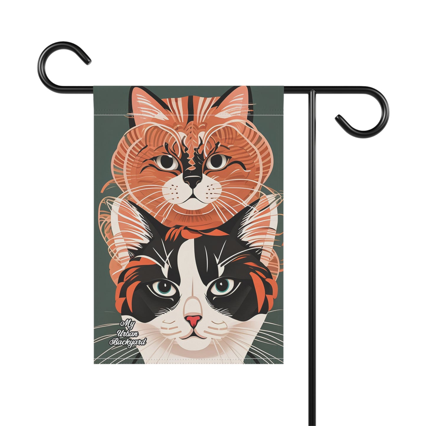 Two Cats, Garden Flag for Yard, Patio, Porch, or Work, 12"x18" - Flag only