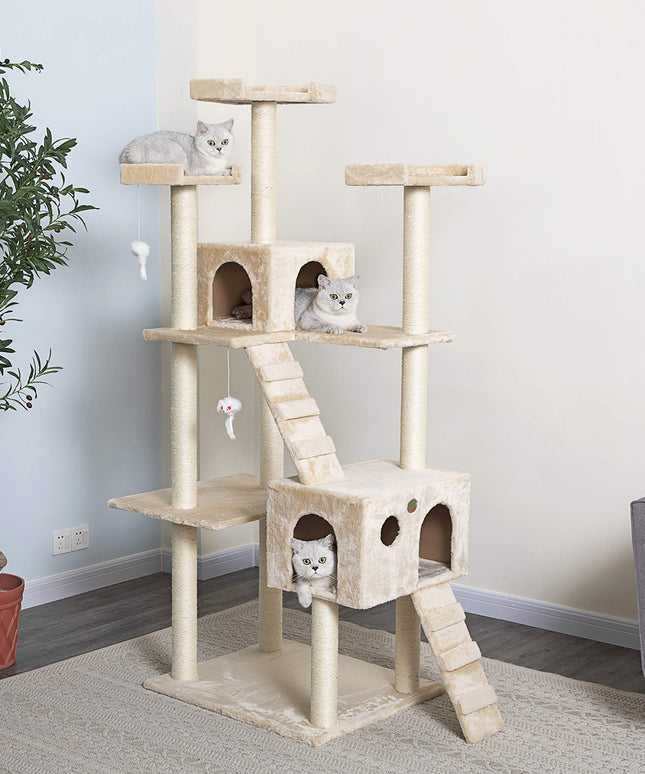 Go Pet Club Cat Tree, 50W x 26L x 72H, Beige