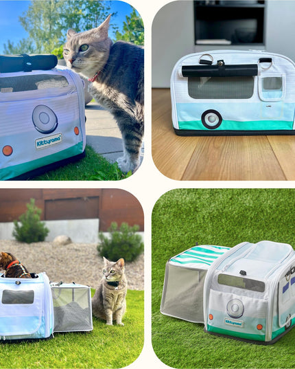 Kittyrama 2-in-1 Premium Cat Carrier & Hideaway. Calming Carrier for Anxious Cats. Recommended by Veterinarians. Airline Approved, Soft-Sided, Expandable & Collapsible,17" x 11" x 11", Easy to Clean