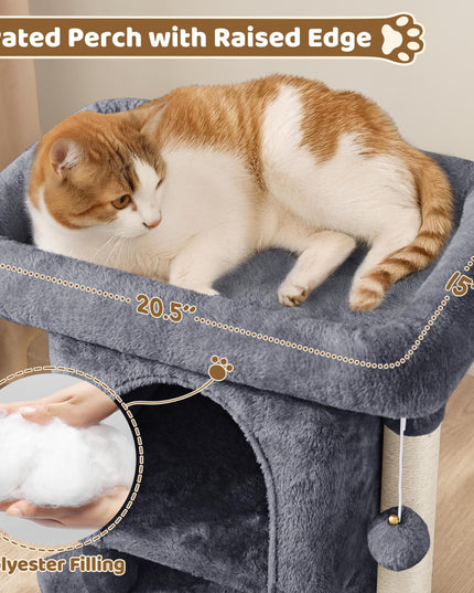 Yaheetech 23.5in Cat Tree Tower, Cat Condo with Sisal-Covered Scratching Posts, Cat House Activity Center Furniture for Kittens, Cats and Pets - Dark Gray