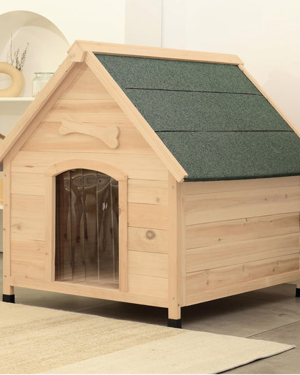 ScienGarden Solid Wood Dog House Comfortable Outdoor Shelter for Medium-Sized and Smaller Dog Sturdy, Durable and Easy to Clean,Can DIY,33.5’’D×30.7’’W×32.3’’H