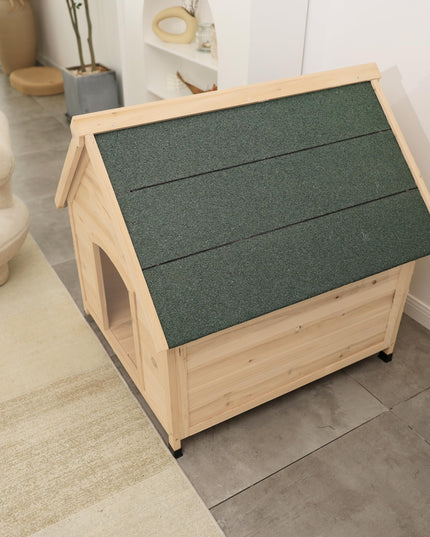 ScienGarden Solid Wood Dog House Comfortable Outdoor Shelter for Medium-Sized and Smaller Dog Sturdy, Durable and Easy to Clean,Can DIY,33.5’’D×30.7’’W×32.3’’H