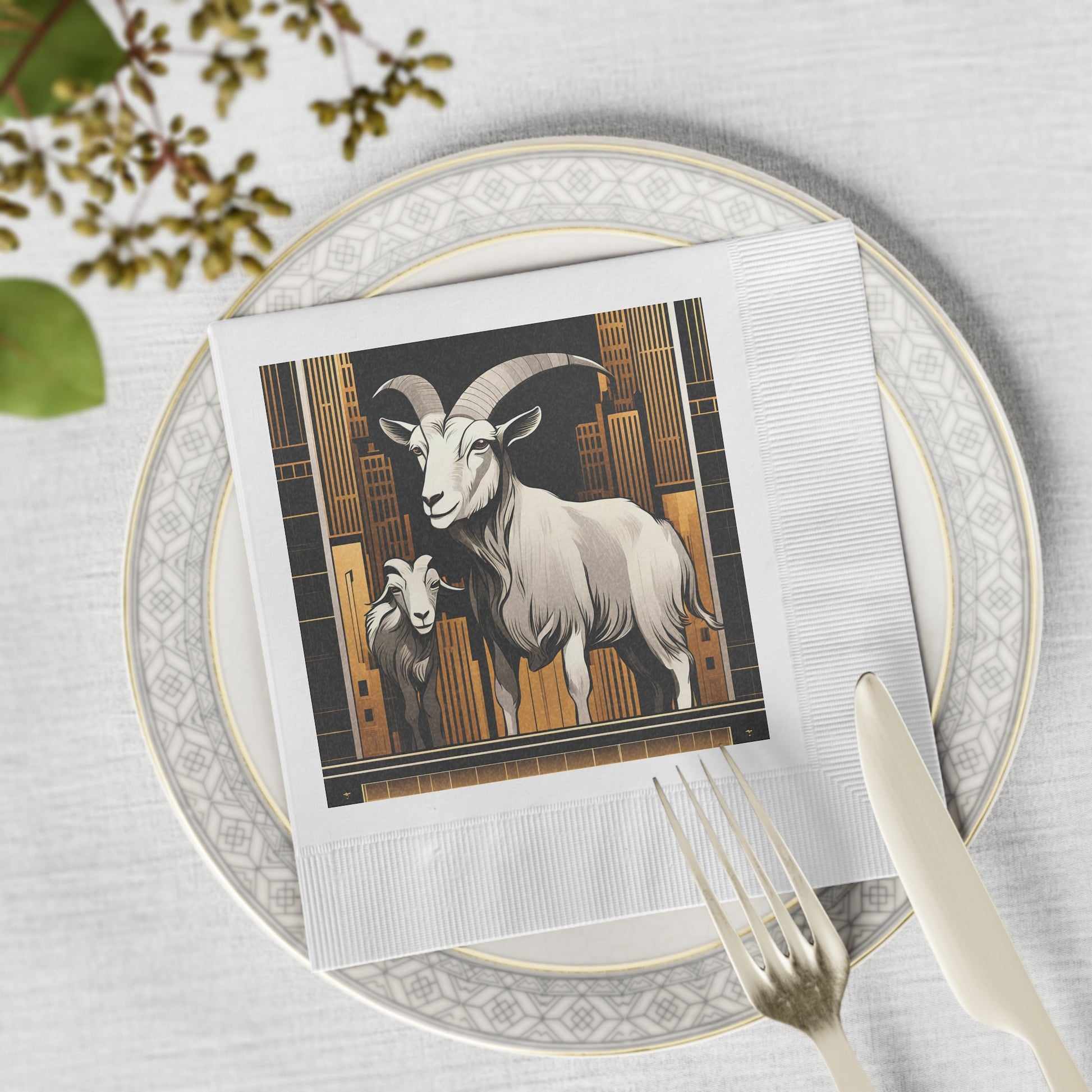 Goat Art Cocktail Napkins — Vintage Goats Party Napkins, 2 sizes, Pack of 50 or 100