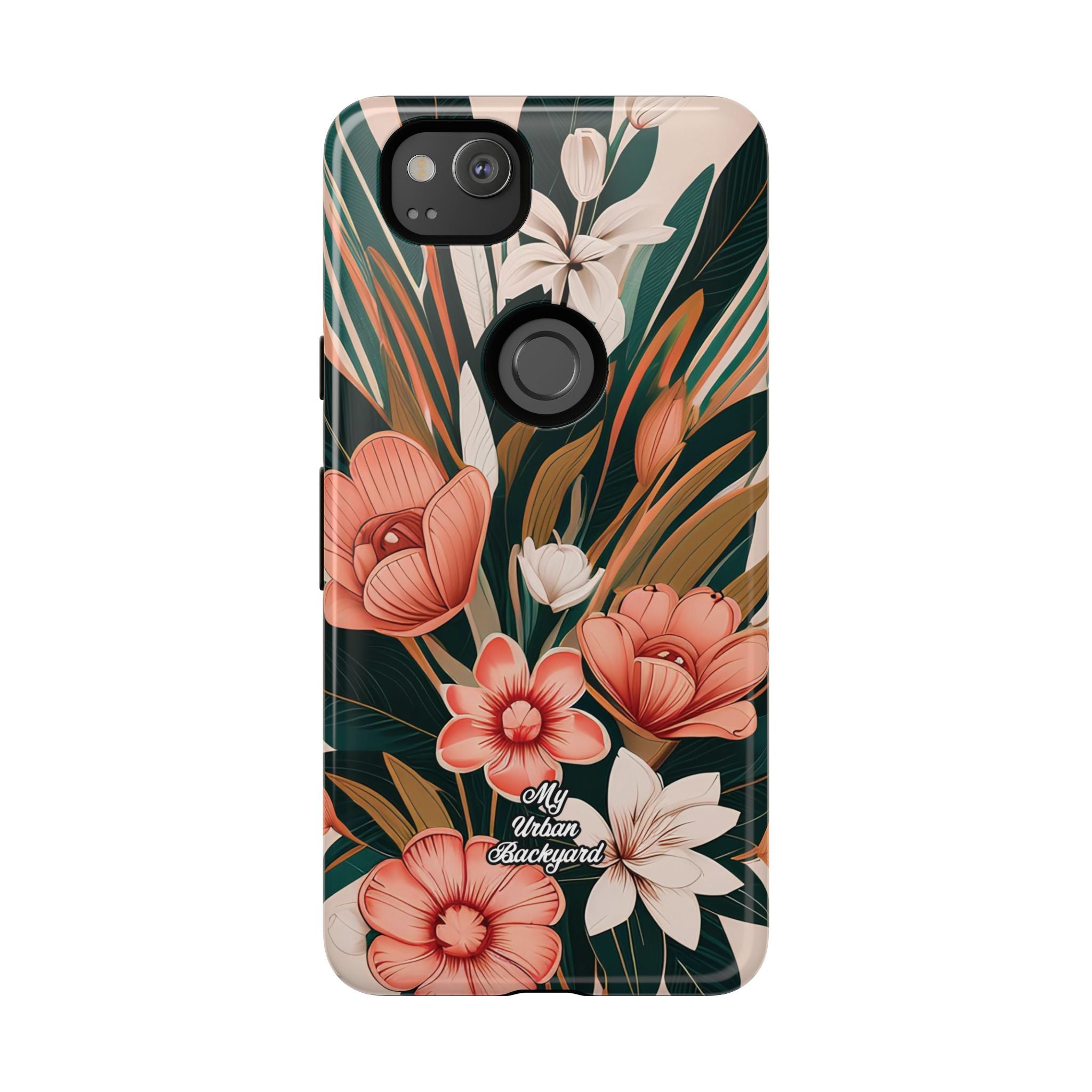 Peach Art Deco Flowers, Cell Phone Case