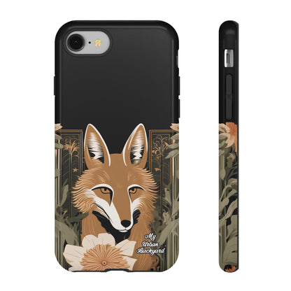 Art Deco Coyote with Flower, Cell Phone Case - Apple, Samsung or Google Pixel