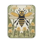 Bee with Flowers, Outdoor Picnic Blanket with Soft Fleece Top, Water-Resistant Bottom, 51" × 61"
