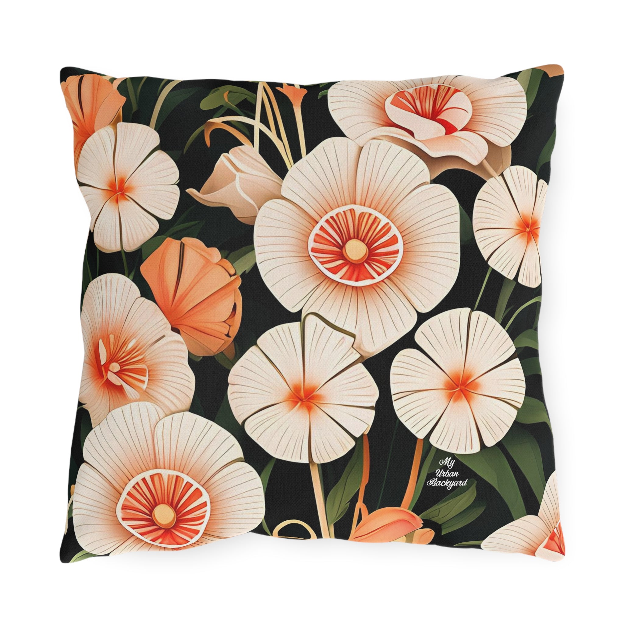 Art Deco Flowers, Terracotta accent color, Throw Pillow