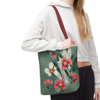White and Red Wildflowers Tote Bag with Cotton Handles For Everyday Use, 3 Sizes