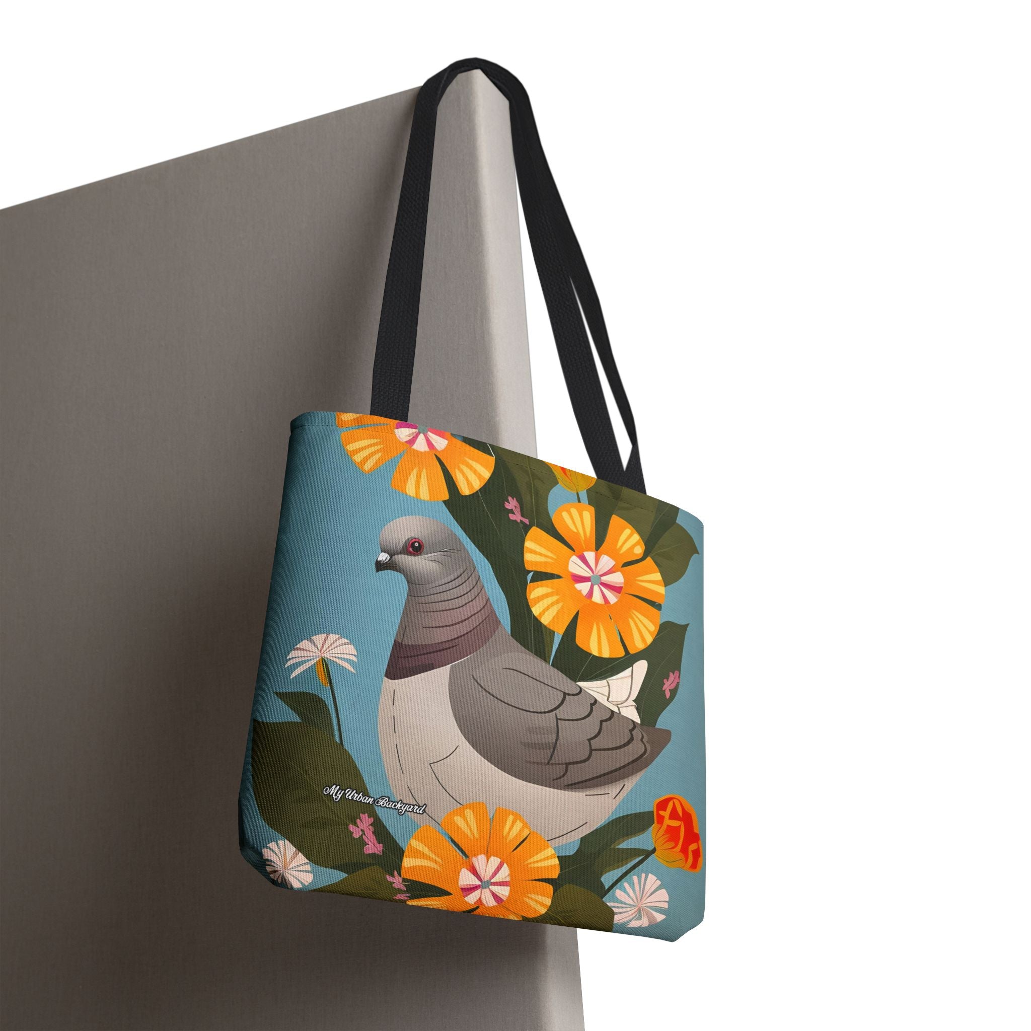 Pigeon and Yellow Flowers Tote Bag with Cotton Handles For Everyday Use, 3 Sizes