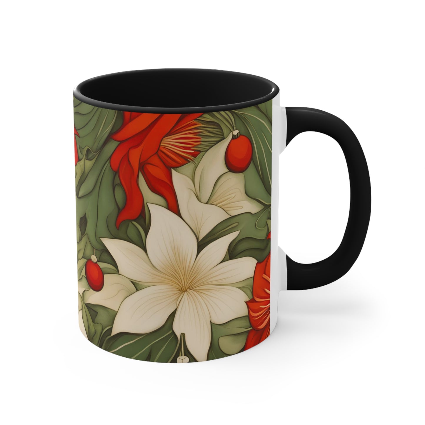 Christmas Flowers, Ceramic Mug - Perfect for Coffee, Tea, and More!