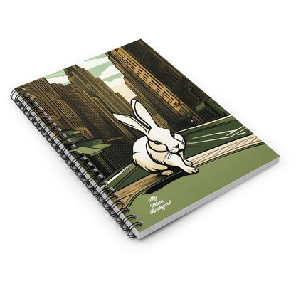 White Rabbit on a City Street, Spiral Notebook Journal - Write in Style