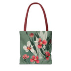 White and Red Wildflowers Tote Bag with Cotton Handles For Everyday Use, 3 Sizes