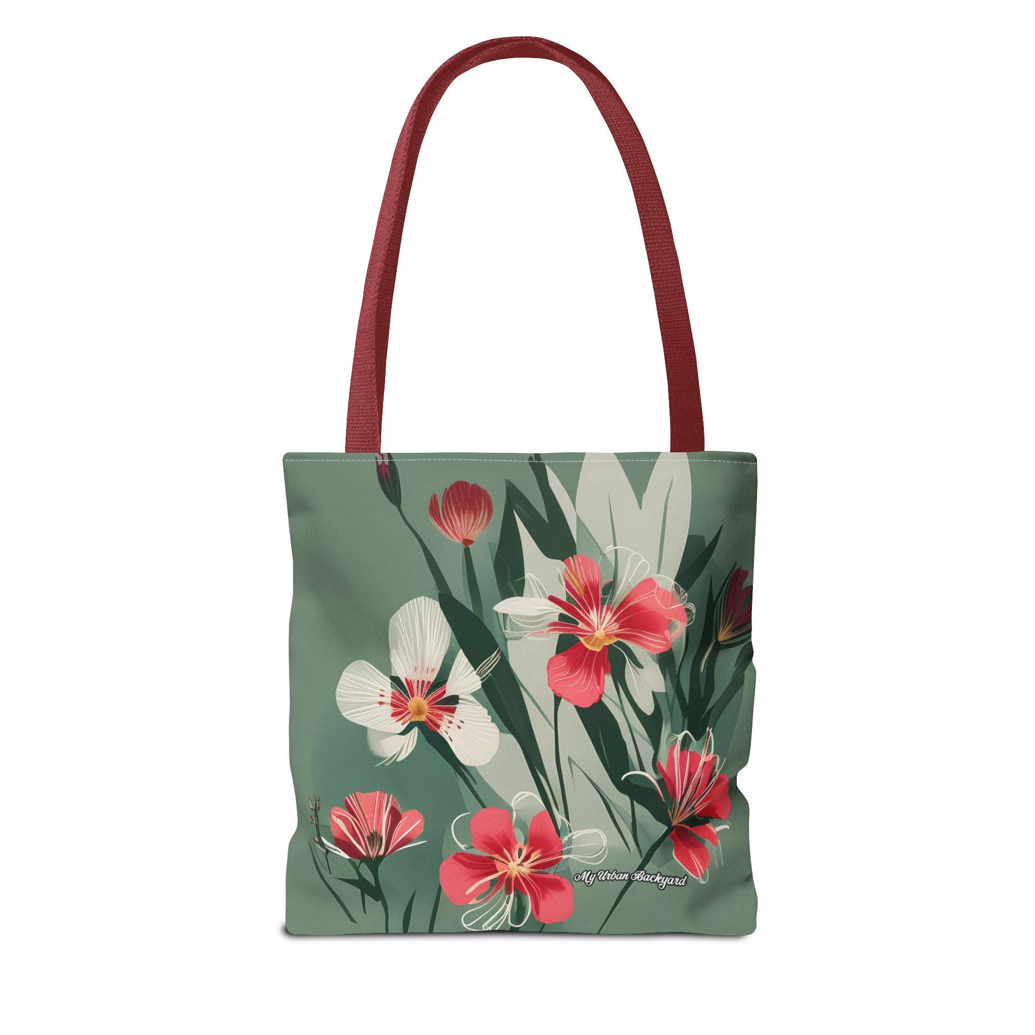 White and Red Wildflowers Tote Bag with Cotton Handles For Everyday Use, 3 Sizes