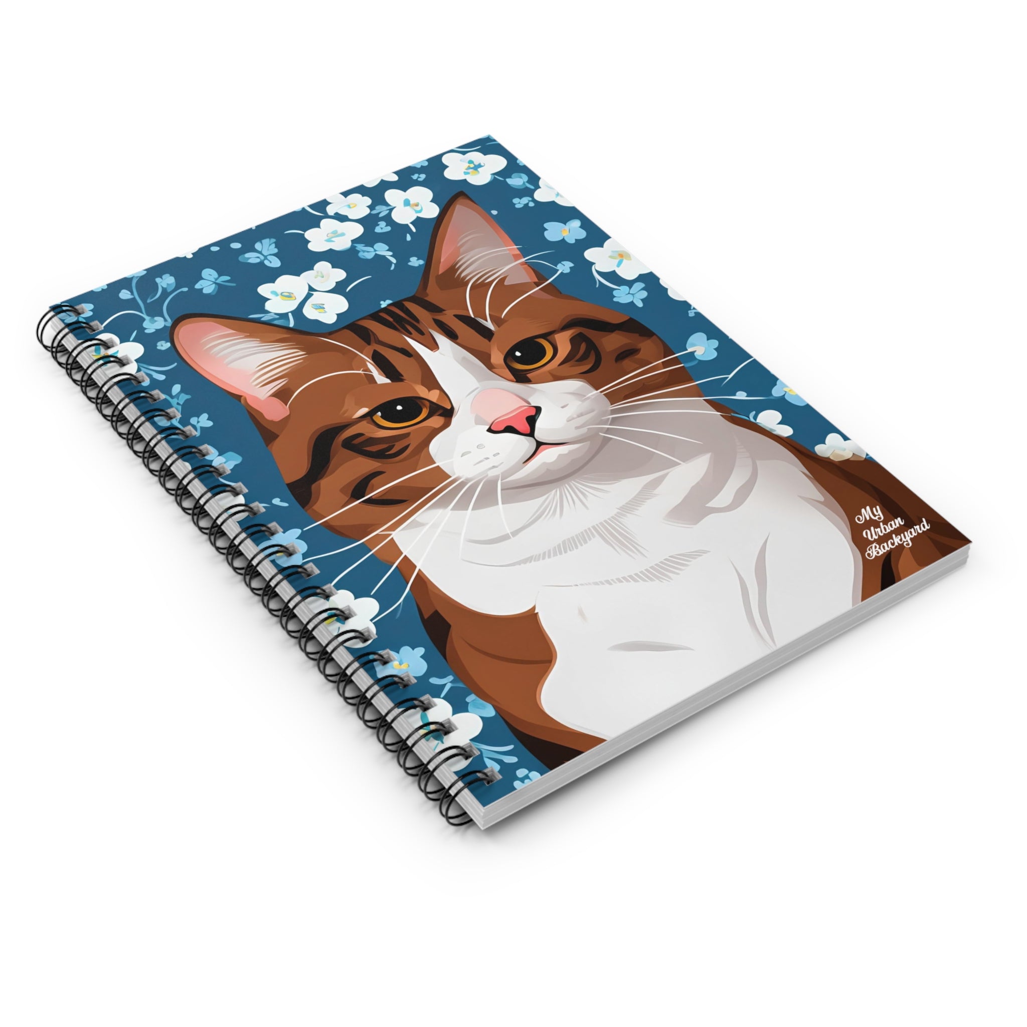 Cat with Flowers, Spiral Notebook Journal - Write in Style