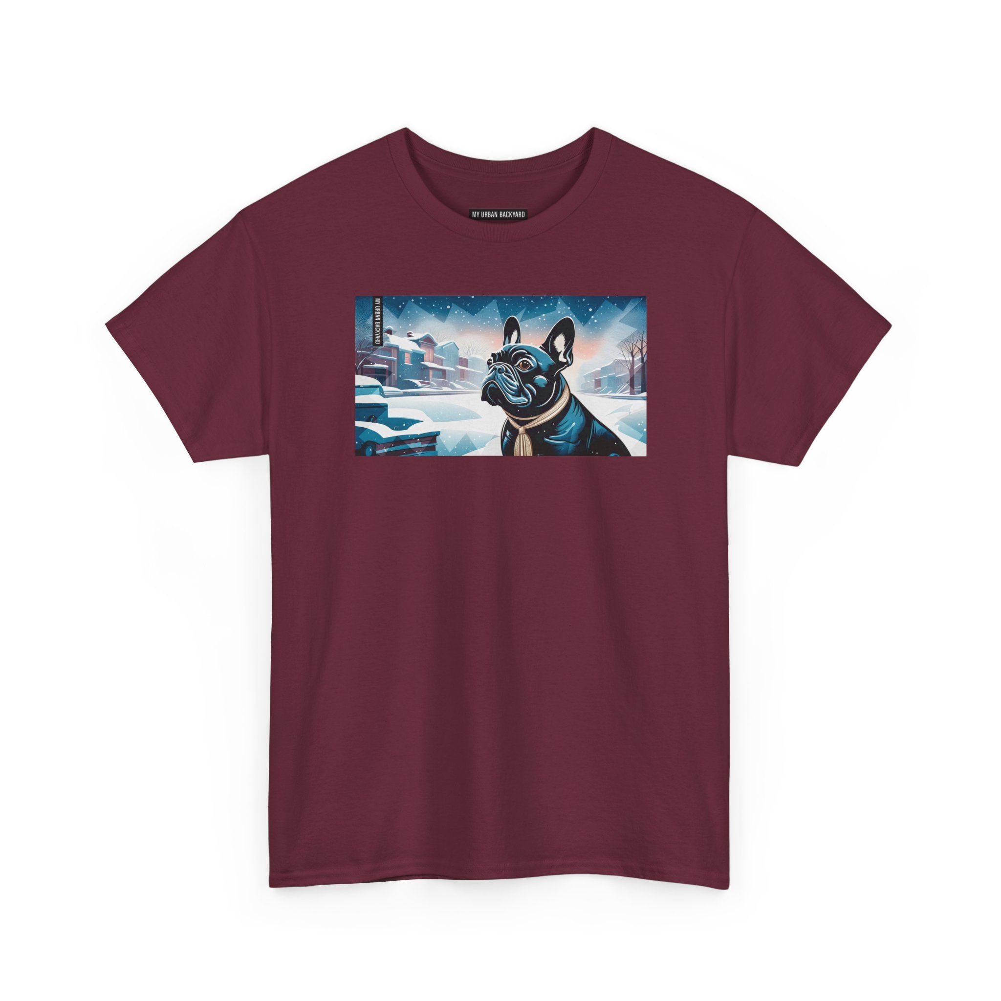 French Bulldog, Winter Graphic Tee, Unisex T-Shirt, Nature Lover Gift, Animal Art Top, Casual Wear