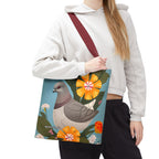 Pigeon and Yellow Flowers Tote Bag with Cotton Handles For Everyday Use, 3 Sizes