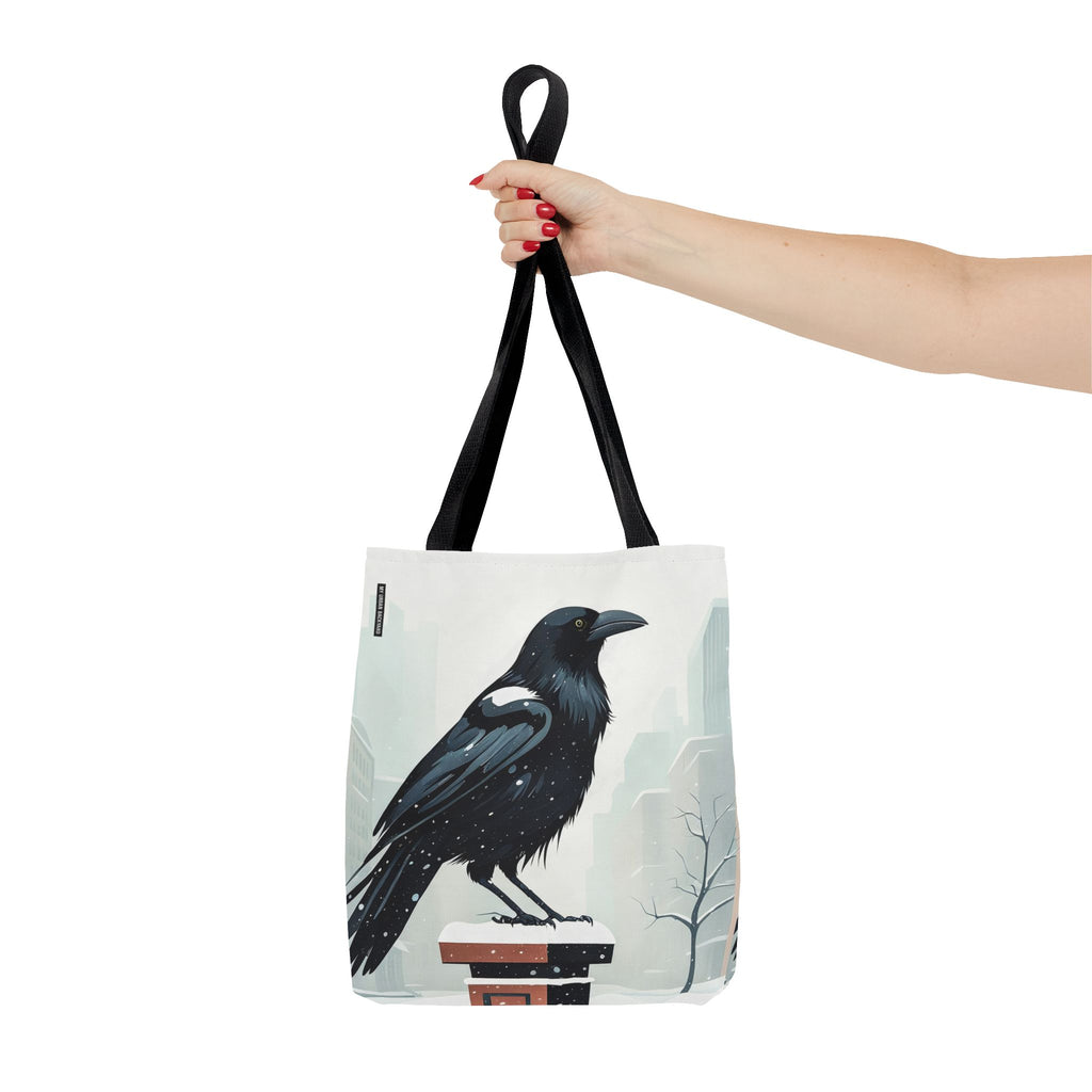 Winter Crow Tote Bag with Cotton Handles For Everyday Use, 3 Sizes
